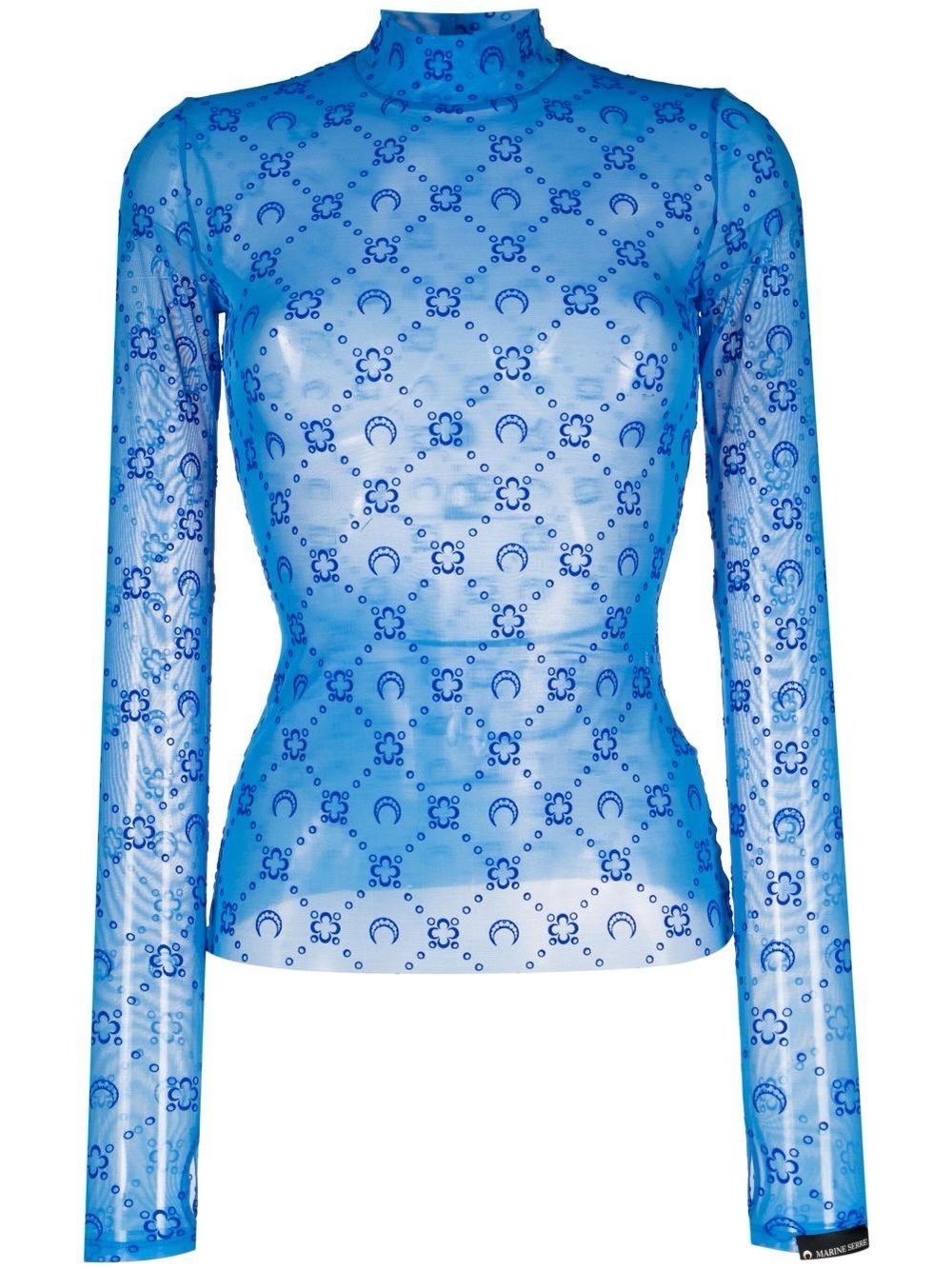 Marine Serre Blue Mesh long Sleeve Top